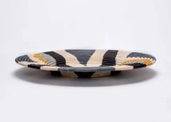 KAZI Home Goods Jumbo Opal Gray + Mustard Tabia Woven Wall Plate