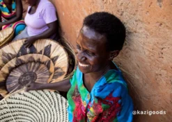 KAZI Home Goods Jumbo Opal Gray + Mustard Tabia Woven Wall Plate