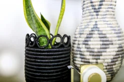 KAZI Small Black Hooped Planter