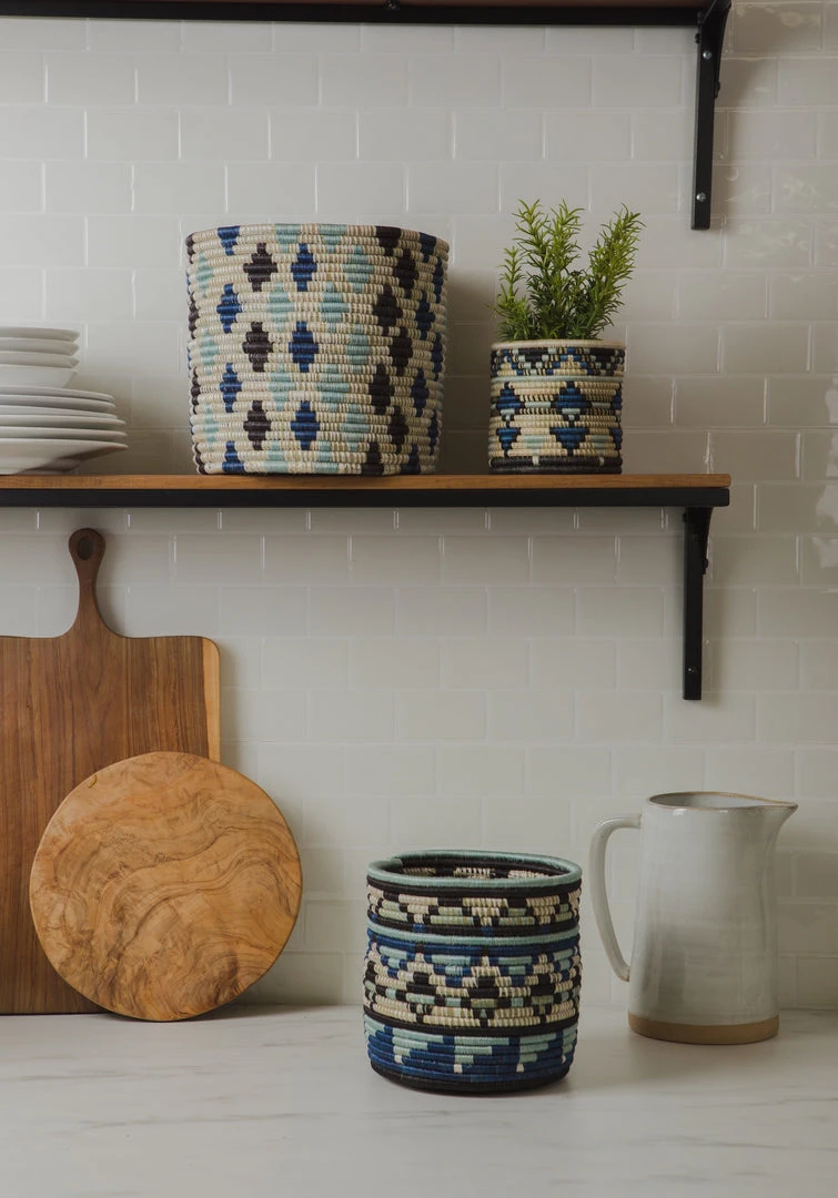 KAZI Small Silver Blue Planter Home Goods 4 KAZI Small Silver Blue Planter Home Goods