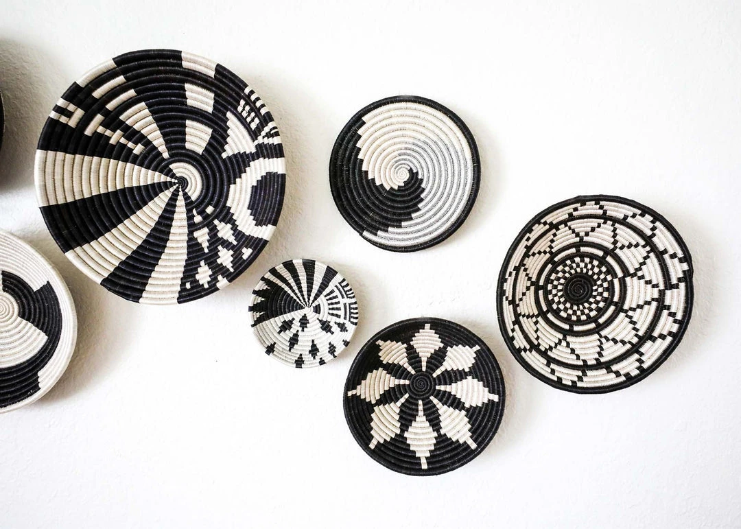 KAZI Small Black + White Fani Round Basket Home Goods 4 KAZI Small Black + White Fani Round Basket Home Goods
