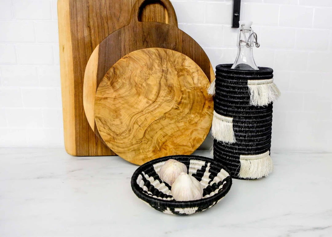 KAZI Home Goods Small Black + White Virunga Round Basket 4 KAZI Home Goods Small Black + White Virunga Round Basket