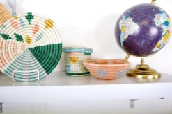 KAZI Small Metallic Peached Round Basket