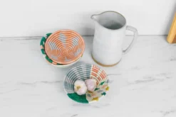 KAZI Small Metallic Peached Round Basket