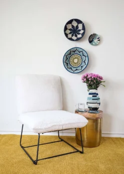 KAZI Small Silver Blue Biko Round Basket