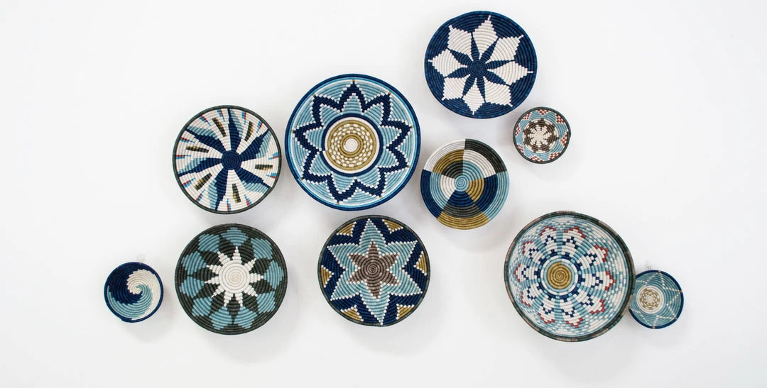 KAZI Small Silver Blue + Ficelle Round Basket Home Goods 5 KAZI Small Silver Blue + Ficelle Round Basket Home Goods