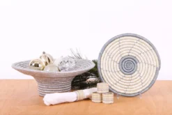 KAZI Small Spiral Metallic Gold Round Basket Home Goods