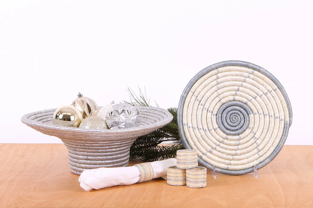 KAZI Small Spiral Metallic Gold Round Basket Home Goods 4 KAZI Small Spiral Metallic Gold Round Basket Home Goods