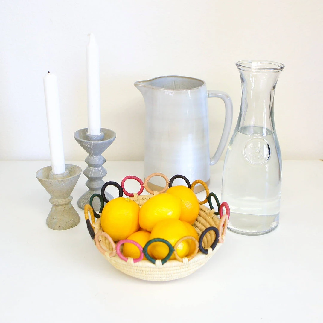 KAZI Home Goods Medium Mod Rainbow Hooped Raffia Catch All 4 KAZI Home Goods Medium Mod Rainbow Hooped Raffia Catch All