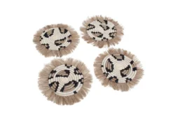 KAZI Kitchen + Dining Animal Print Fringed Coasters