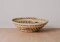 KAZI Banana Bark And Raffia Cross Stitch Large Wall Bowl Home Goods
