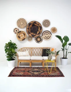 KAZI Home Goods Banana Bark And Raffia Jumbo Wall Bowl