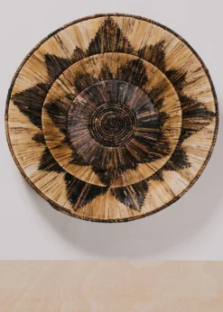 KAZI Home Goods Banana Bark And Raffia Jumbo Wall Bowl