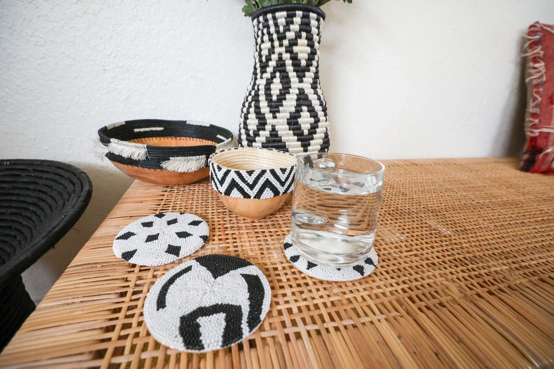 KAZI Black Beaded Atelier 01 Coaster Set Home Goods 4 KAZI Black Beaded Atelier 01 Coaster Set Home Goods