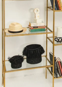 KAZI Black Fringed Large Catch All Home Goods