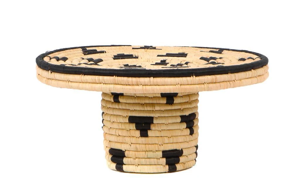 KAZI Home Goods Black + Natural Raffia Cake Stand 3 KAZI Home Goods Black + Natural Raffia Cake Stand