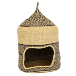 KAZI Pet Accessories Black + Natural Tall Pet Hut