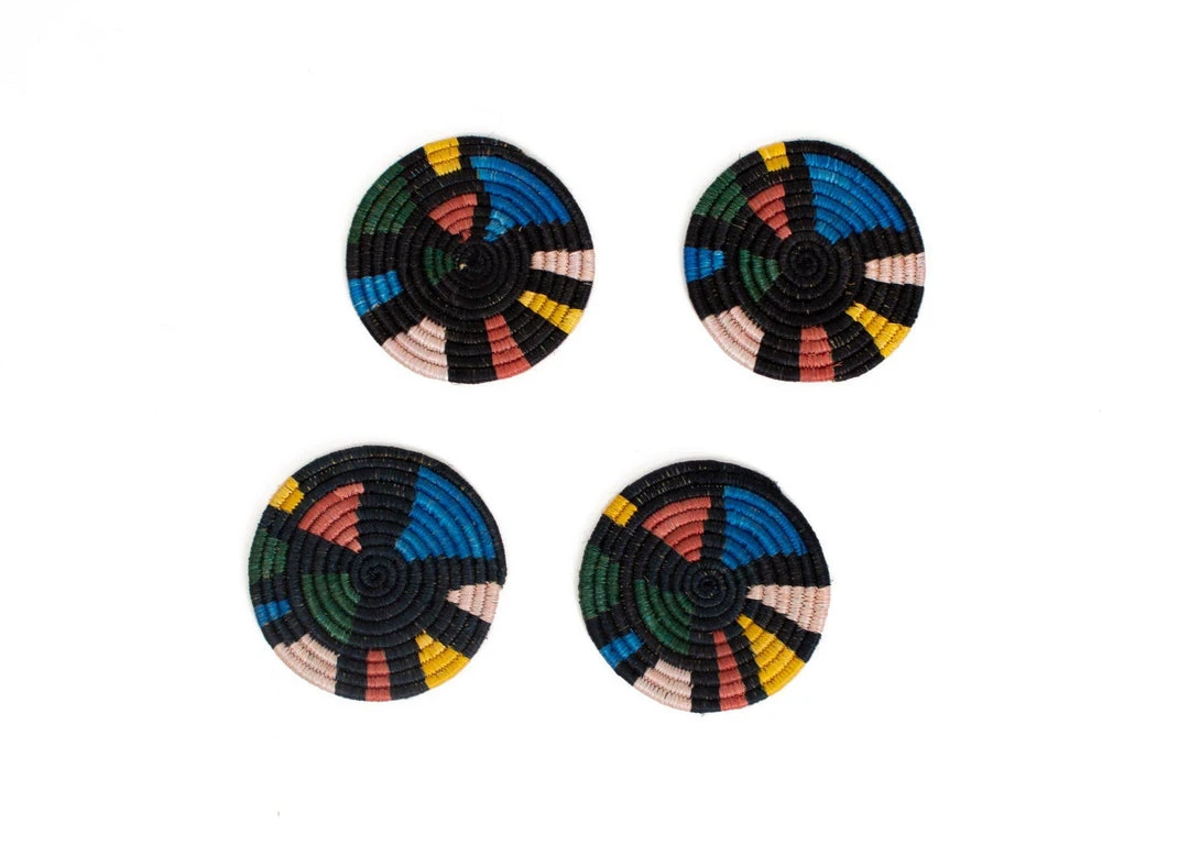 KAZI Black + Neon Mosaic Coasters Home Goods 3 KAZI Black + Neon Mosaic Coasters Home Goods