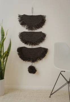 KAZI Home Goods Black Raffia Parade Mobile 8 KAZI Home Goods Black Raffia Parade Mobile