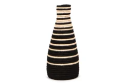 KAZI Black Striped Tall Vase Fair Trade