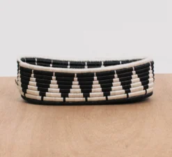 KAZI Home Goods Black + White Tofali Oval Basket