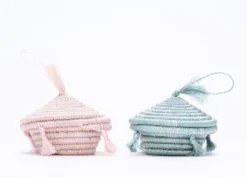 KAZI Blush Tasseled Box Ornament Fair Trade