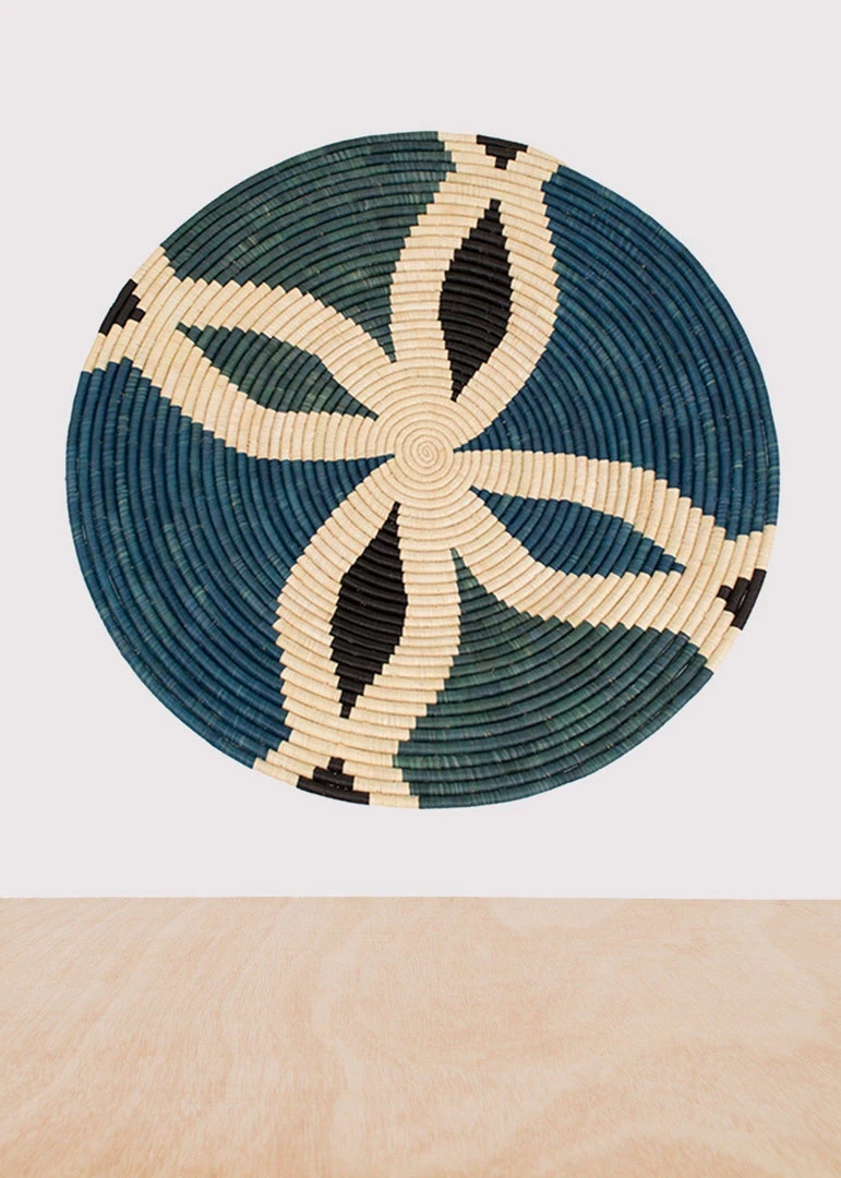 KAZI Cool Color Blocked Extra Large Raffia Wall Plate 3 KAZI Cool Color Blocked Extra Large Raffia Wall Plate