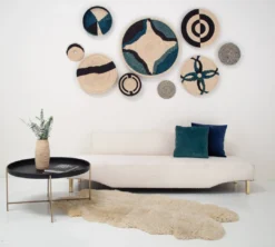 KAZI Cool Color Blocked Jumbo Raffia Wall Plate Home Goods