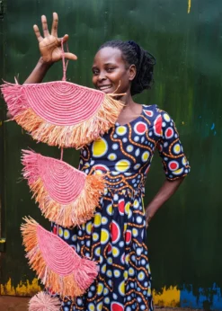 KAZI Home Goods Coral Sunset Raffia Parade Mobile