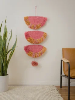 KAZI Home Goods Coral Sunset Raffia Parade Mobile