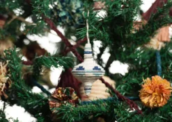 KAZI Fair Trade Diamond Shaped Blue Metallic Ornament