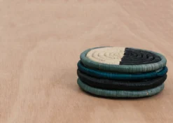 KAZI Dipped Blue Night Raffia Coaster Set