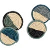 KAZI Dipped Blue Night Raffia Coaster Set