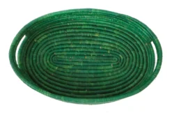 KAZI Evergreen Raffia Oval Tray Home Goods