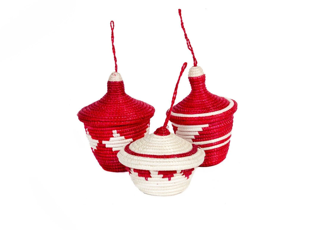 KAZI Fair Trade Fiery Red Ikonji Ornament Set 4 KAZI Fair Trade Fiery Red Ikonji Ornament Set