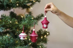 KAZI Fair Trade Fiery Red Ikonji Ornament Set 7 KAZI Fair Trade Fiery Red Ikonji Ornament Set