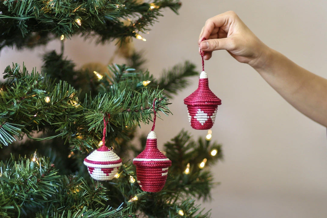 KAZI Fair Trade Fiery Red Ikonji Ornament Set 5 KAZI Fair Trade Fiery Red Ikonji Ornament Set