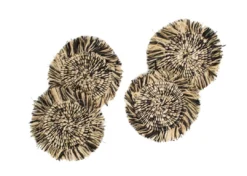 KAZI Fringed Black Coaster Set