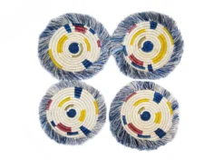KAZI Fringed Blue Night Festival Geo Coaster Set