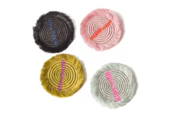 KAZI Fringed Multicolor Neon Coaster Set