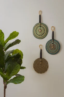 KAZI Gray Green Round Hand Fan