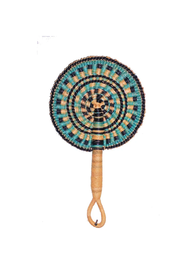 KAZI Gray Green Round Hand Fan 3 KAZI Gray Green Round Hand Fan