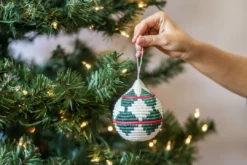 KAZI Fair Trade Green + Red Bulb Ornament