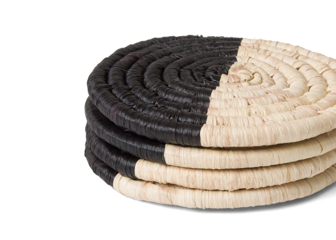 KAZI Half Moon Raffia Coasters Best Sellers 4 KAZI Half Moon Raffia Coasters Best Sellers