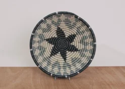 KAZI Large Metallic Silver Gray Intore Wall Bowl