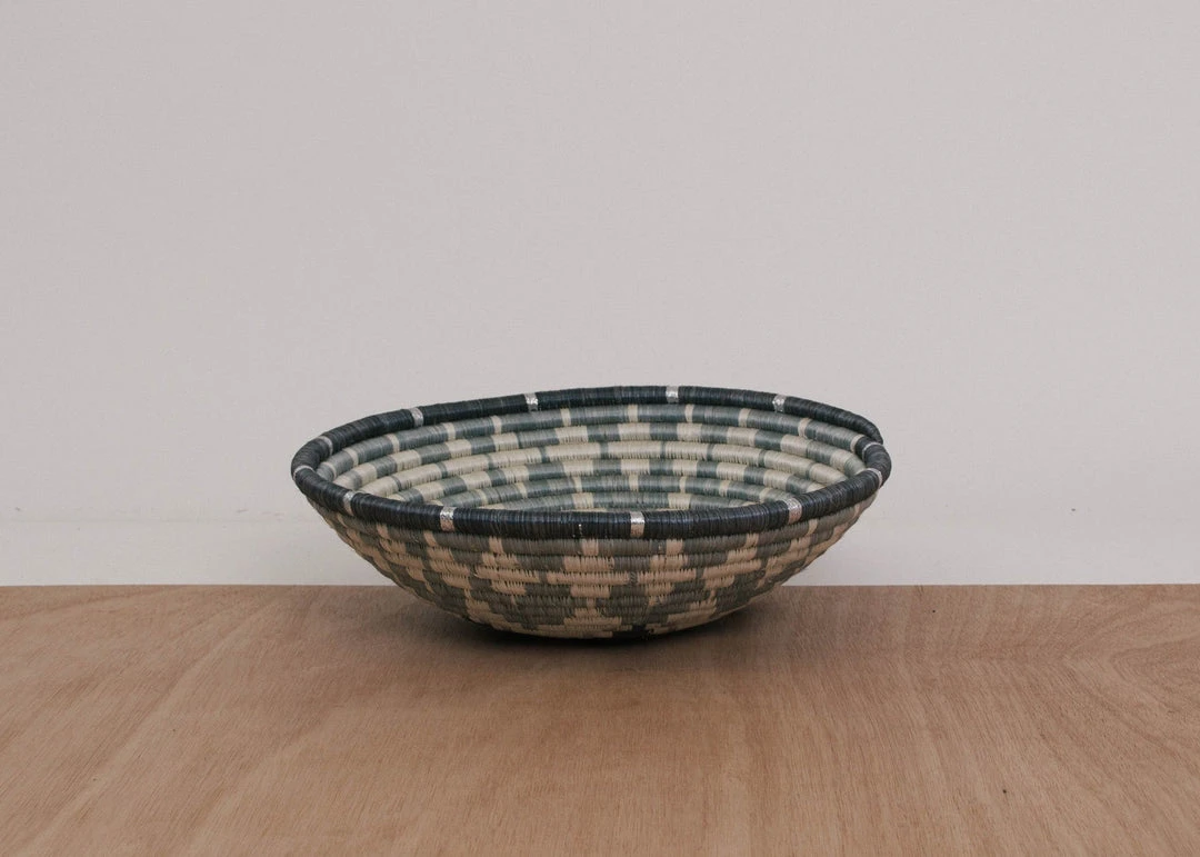 KAZI Large Metallic Silver Gray Intore Wall Bowl 5 KAZI Large Metallic Silver Gray Intore Wall Bowl