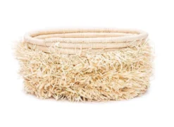 KAZI Medium Fringe Kisasa Round Basket Home Goods