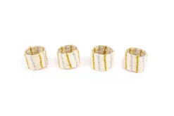 KAZI Metallic Gold + Silver Napkin Ring Set