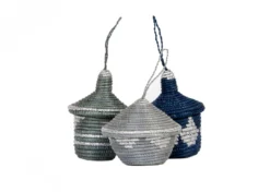 KAZI Metallic Silver + Blue Night Ornament Set Fair Trade