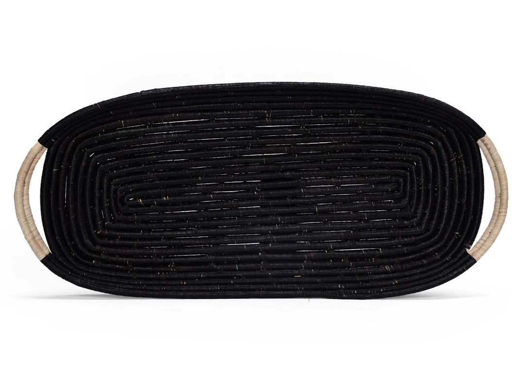 KAZI Home Goods Natural Handle + Black Raffia Rectangular Tray 3 KAZI Home Goods Natural Handle + Black Raffia Rectangular Tray